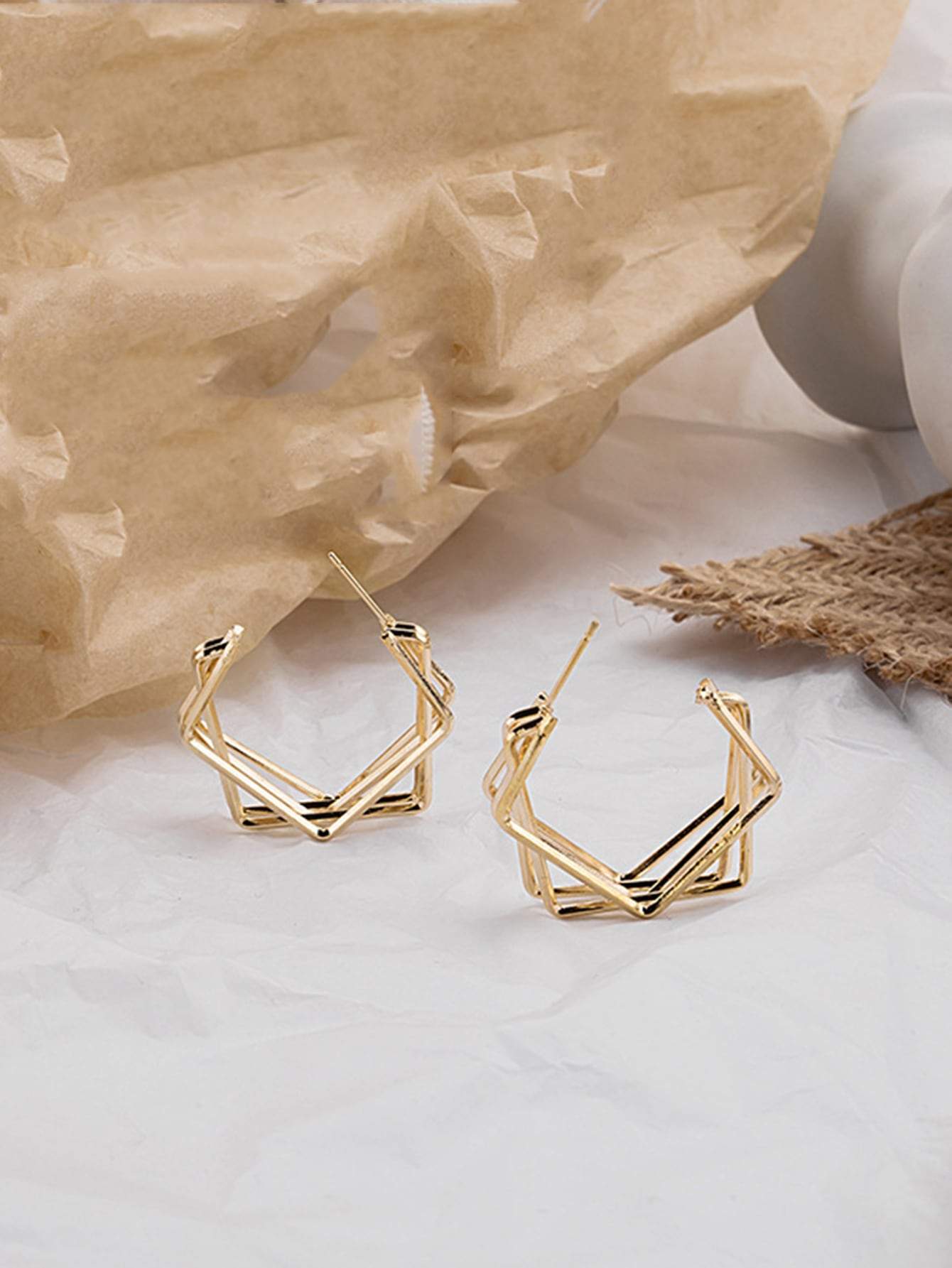 Bustangi - Shein- Geometric Open Hoop Earrings