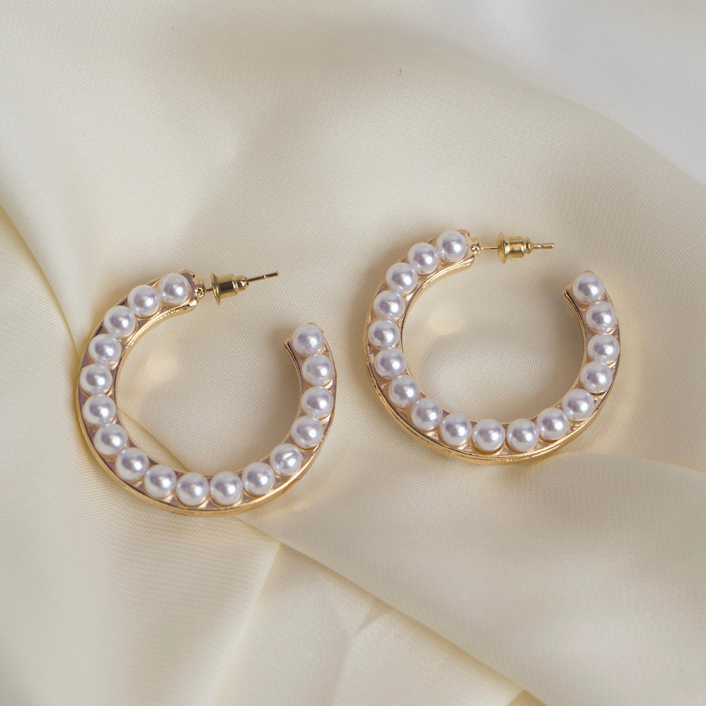Bustangi - Shein- Pearl Hoops- Gold