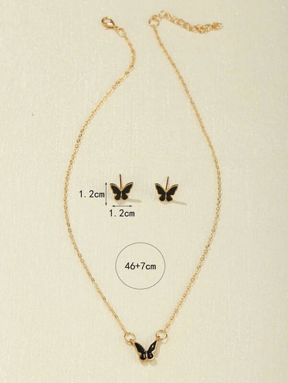 Bustangi - Shein - 3Pcs Butterfly Decor Jewelry Set