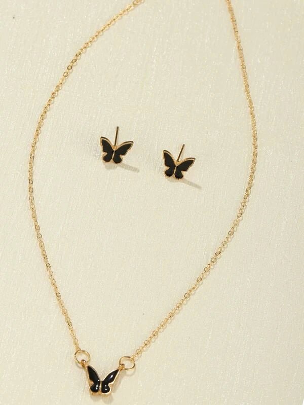 Bustangi - Shein - 3Pcs Butterfly Decor Jewelry Set