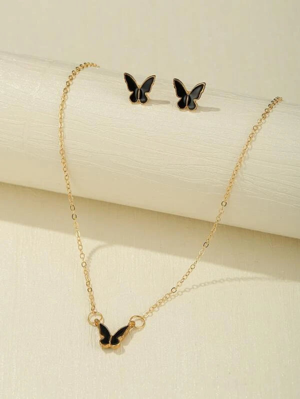 Bustangi - Shein - 3Pcs Butterfly Decor Jewelry Set