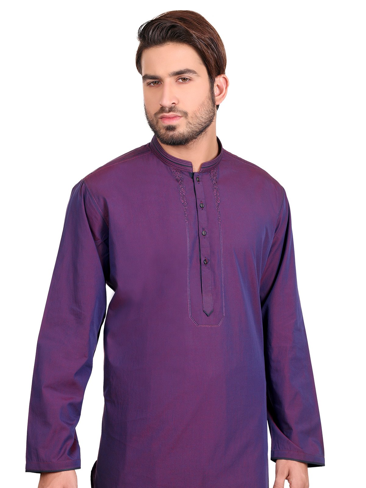 Edenrobe - Men's Purple Kurta Shalwar - 40275-S Mens Shalwar Suit