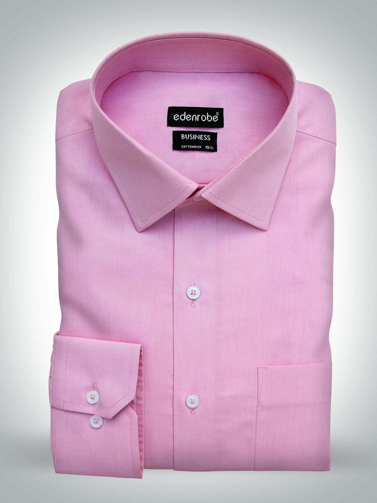 Edenrobe - Men's Plain Pink Shirt - 10734-BS Mens Shirt Plain