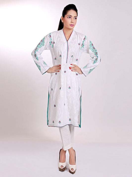 Edenrobe - Pret 1Pc Printed White Shirt - 66004 Ladies Kurti