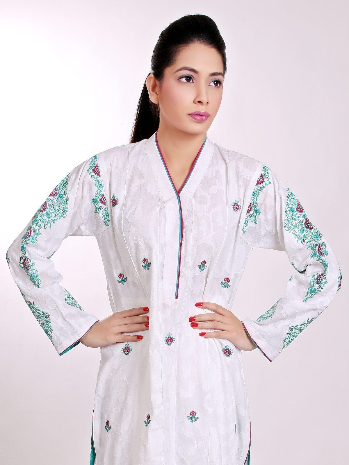 Edenrobe - Pret 1Pc Printed White Shirt - 66004 Ladies Kurti