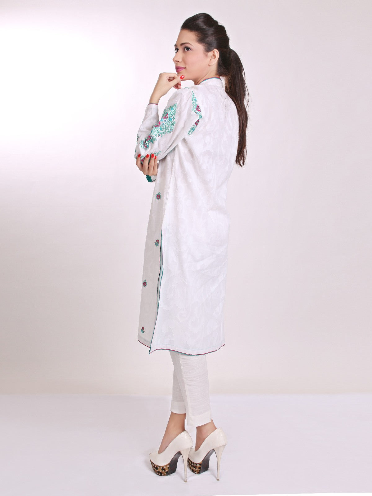 Edenrobe - Pret 1Pc Printed White Shirt - 66004 Ladies Kurti