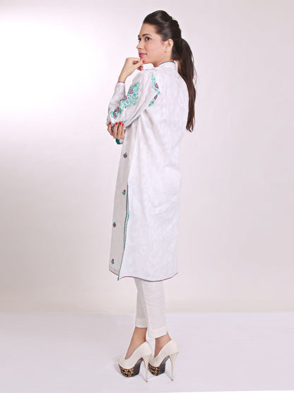 Edenrobe - Pret 1Pc Printed White Shirt - 66004 Ladies Kurti