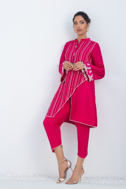 Rawsilk Overlap Kurta With Panwaar 1