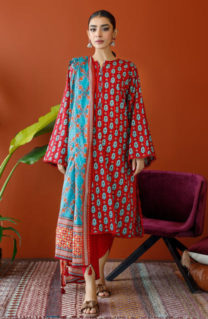 Orient - Unstitched 3 Piece Printed Cambric Shirt , Cambric Pant and Lawn Dupatta
