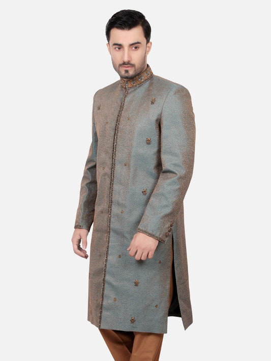 Edenrobe - Men's Sea Green Sherwani - EMTS17-7130