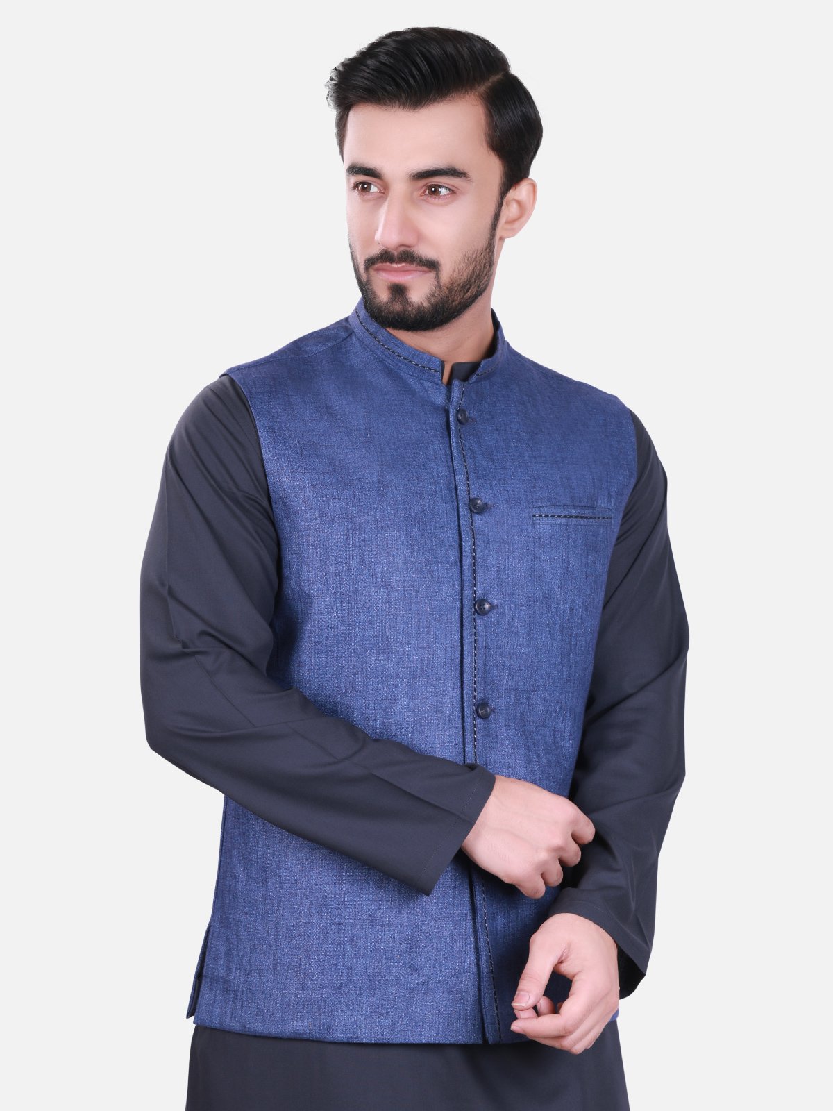 Edenrobe - Men's Blue Waist Coat - EMTWC17-35581