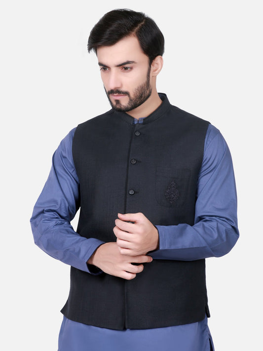 Edenrobe - Men's Black Waist Coat - EMTWC17-35594