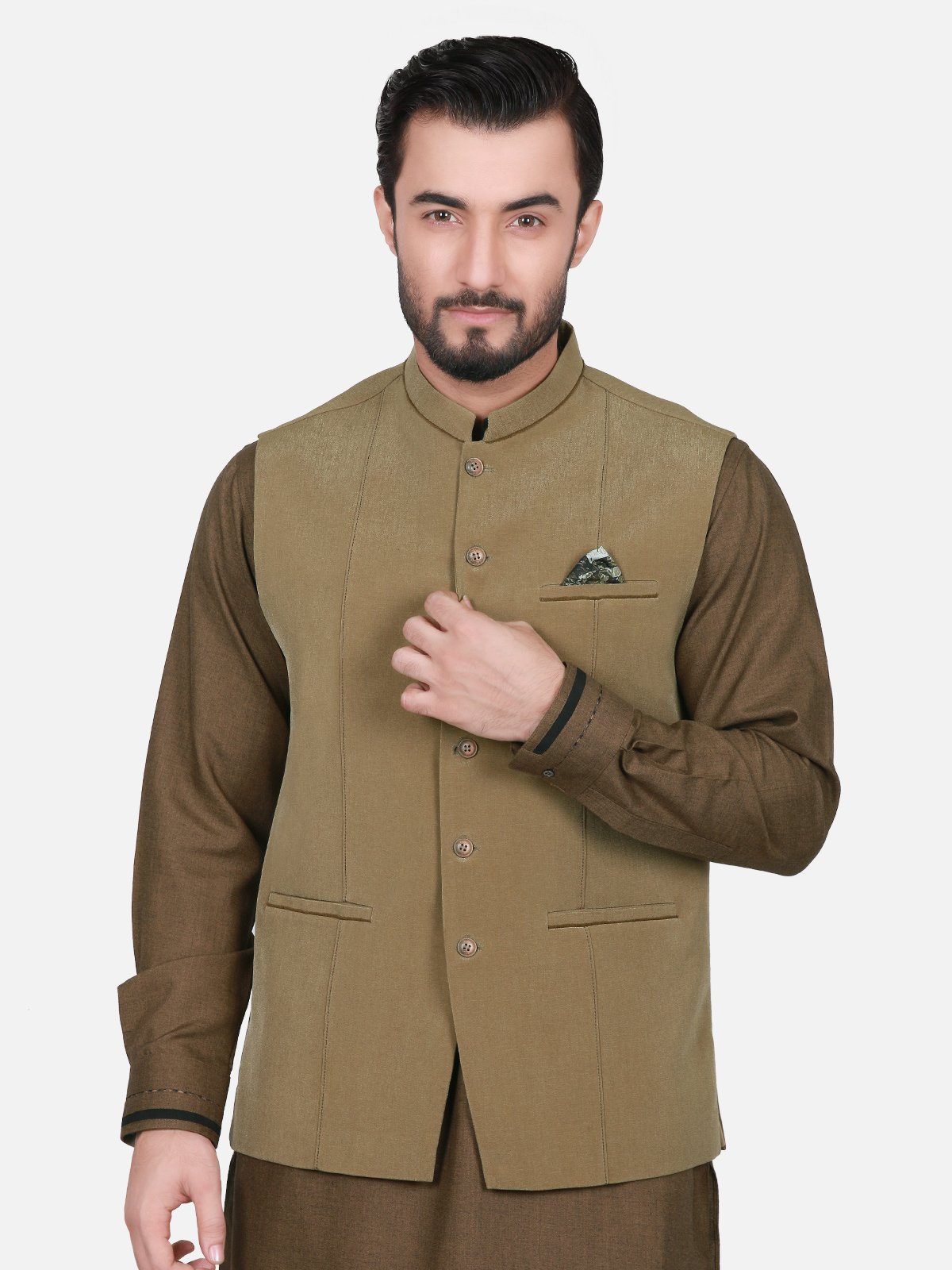 Edenrobe - Men's Olive Waist Coat - EMTWC17-35610