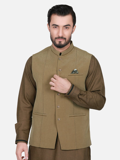 Edenrobe - Men's Olive Waist Coat - EMTWC17-35610