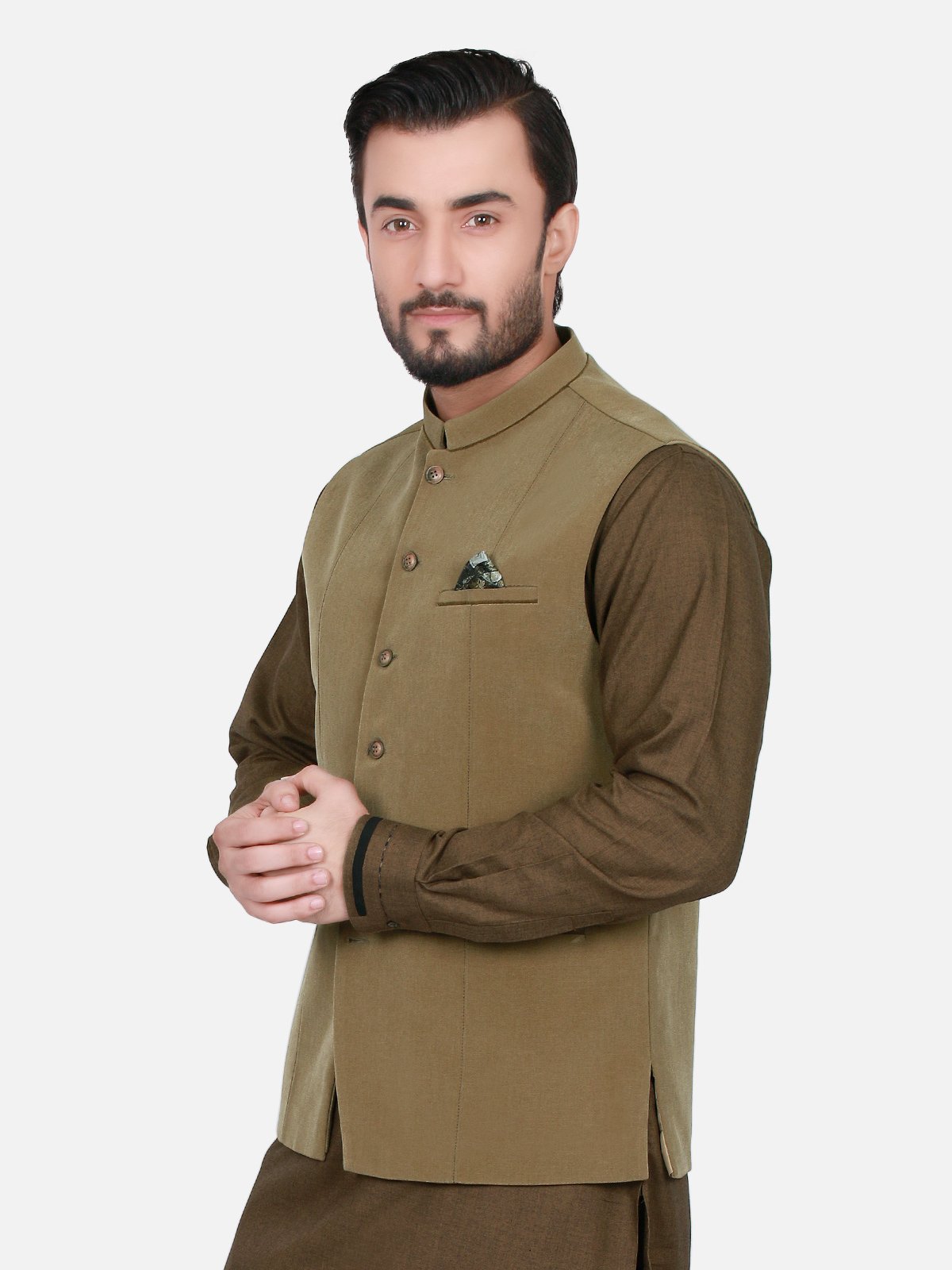 Edenrobe - Men's Olive Waist Coat - EMTWC17-35610