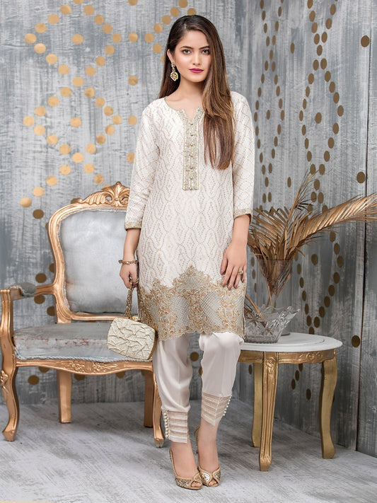 Edenrobe - Pret 1Pc Embroidered Silk Shirt - ELTKE17-66089