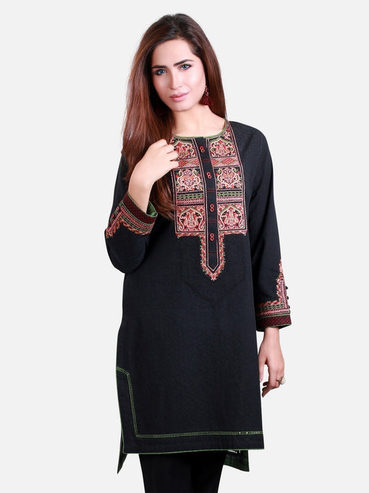 Edenrobe - Pret 1Pc Embroidered Black Shirt - ELTKE17-66107