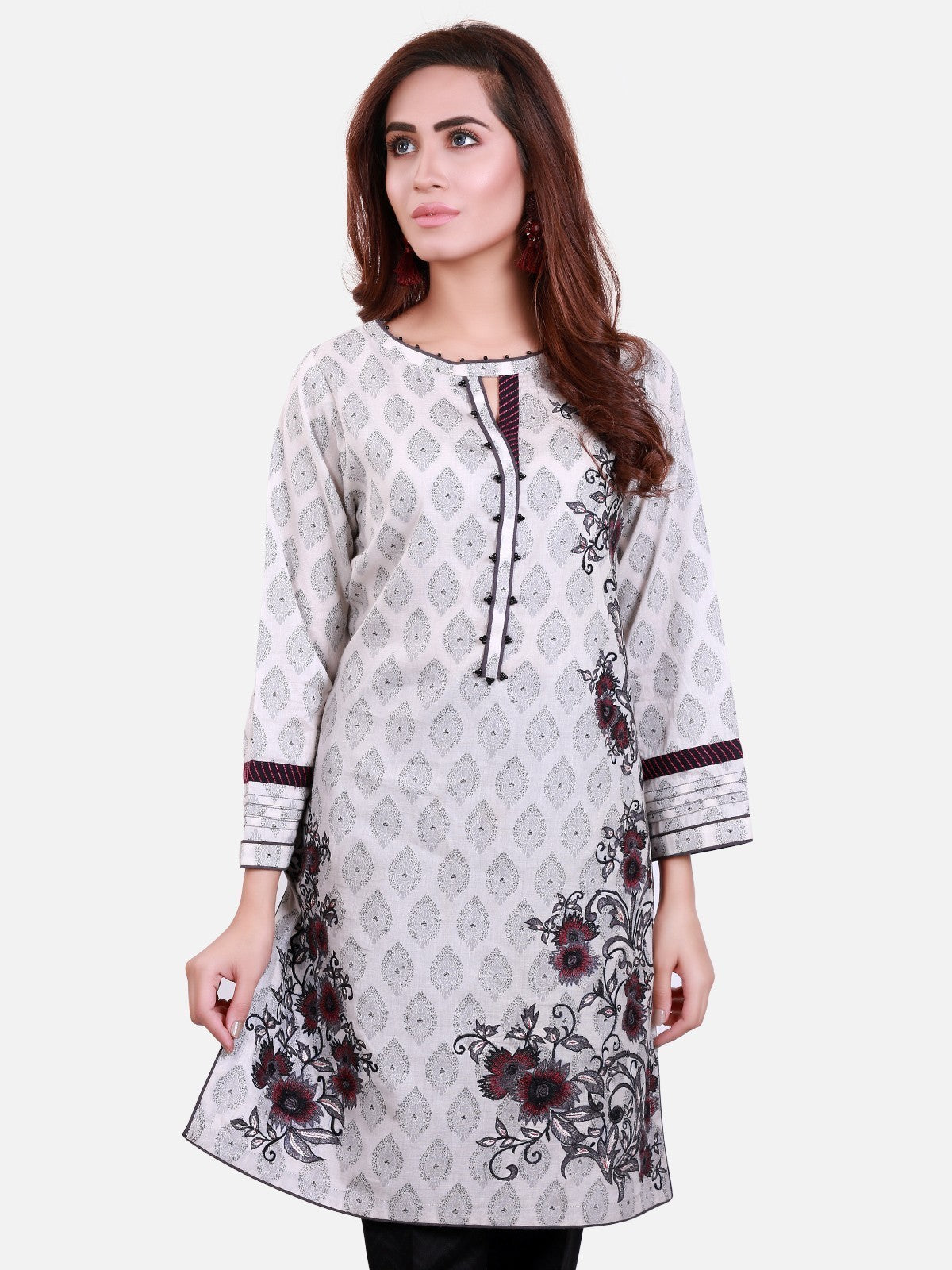 Edenrobe - Pret 1Pc Embroidered Jacquard Shirt - ELTKE17-66135