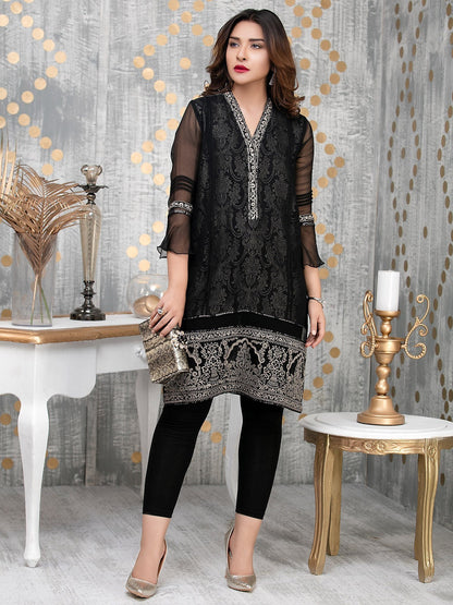 Edenrobe - Pret 1Pc Embroidered Chiffon Shirt - ELTKE17-66175