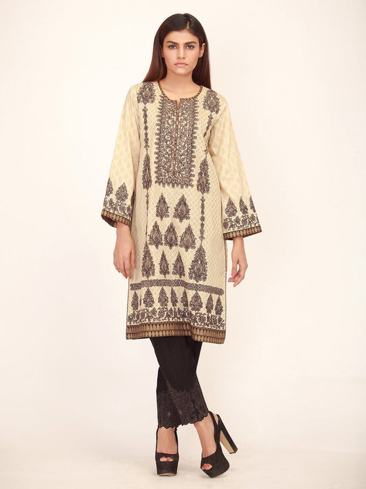 Edenrobe - Pret 1Pc Embroidered Beige Shirt - ELTKE17-66179
