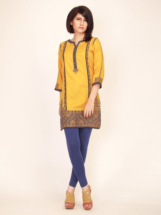 Edenrobe - Pret 1Pc Embroidered Mustard Shirt - ELTKE17-66202