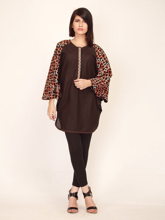 Edenrobe - Pret 1Pc Embroidered Black Shirt - ELTKE17-66207