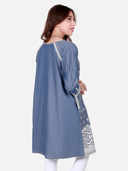 Edenrobe - Pret 1Pc Embroidered Blue Shirt - ELTKE17-66268