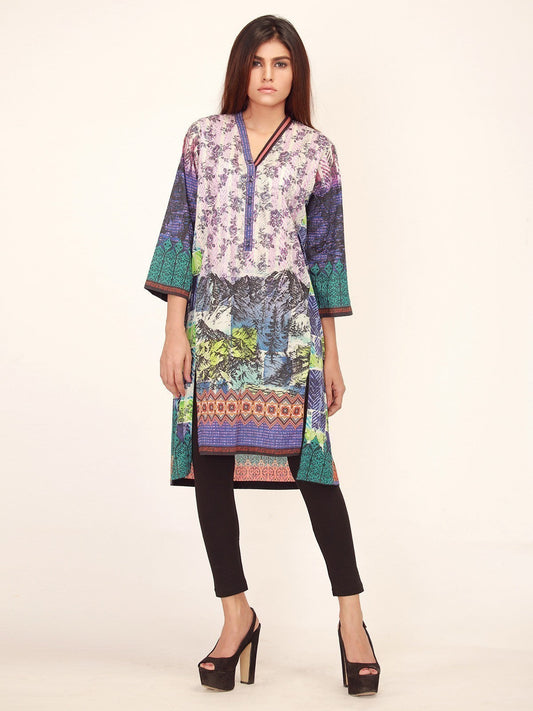Edenrobe - Pret 1Pc Printed Purple Shirt - ELTKP17-66163