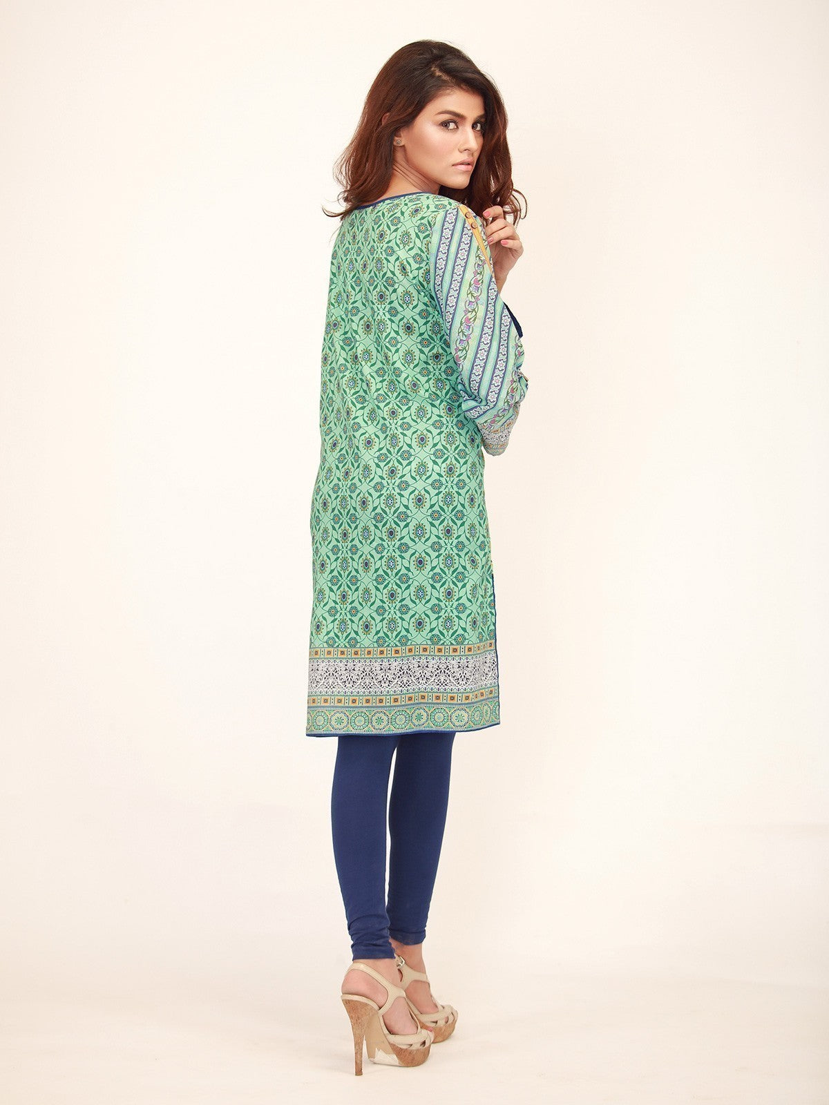 Edenrobe - Pret 1Pc Printed Green Shirt - ELTKP17-66166