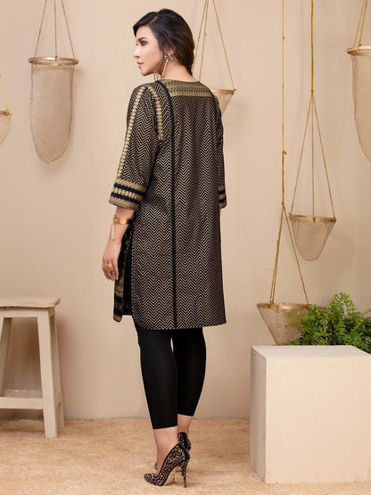 Edenrobe - Pret 1Pc Printed Black Shirt - ELTKP17-66178