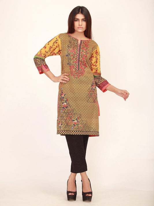 Edenrobe - Pret 1Pc Printed Mustard Shirt - ELTKP17-66181