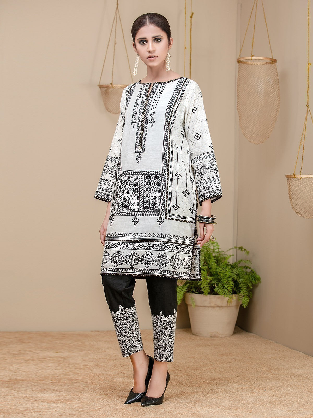 Edenrobe - Pret 1Pc Printed White Shirt - ELTKP17-66186