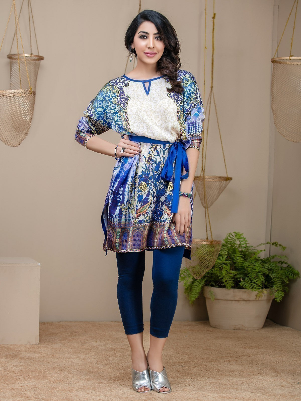 Edenrobe - Pret 1Pc Printed Blue Shirt - ELTKP17-66198