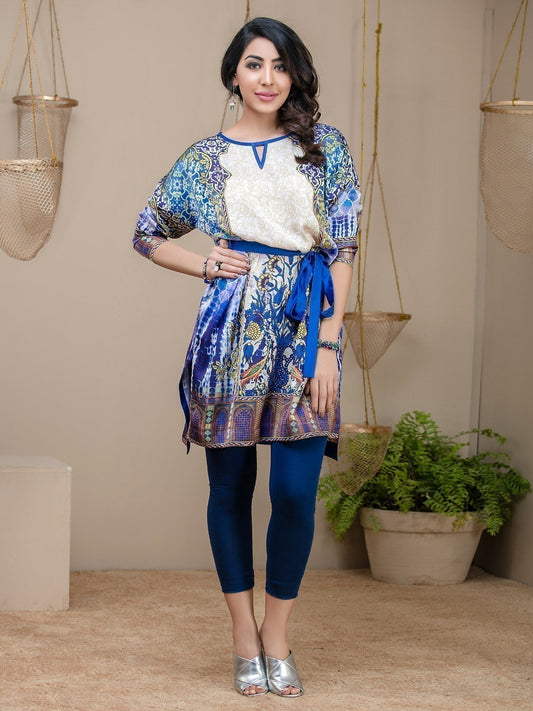 Edenrobe - Pret 1Pc Printed Blue Shirt - ELTKP17-66198