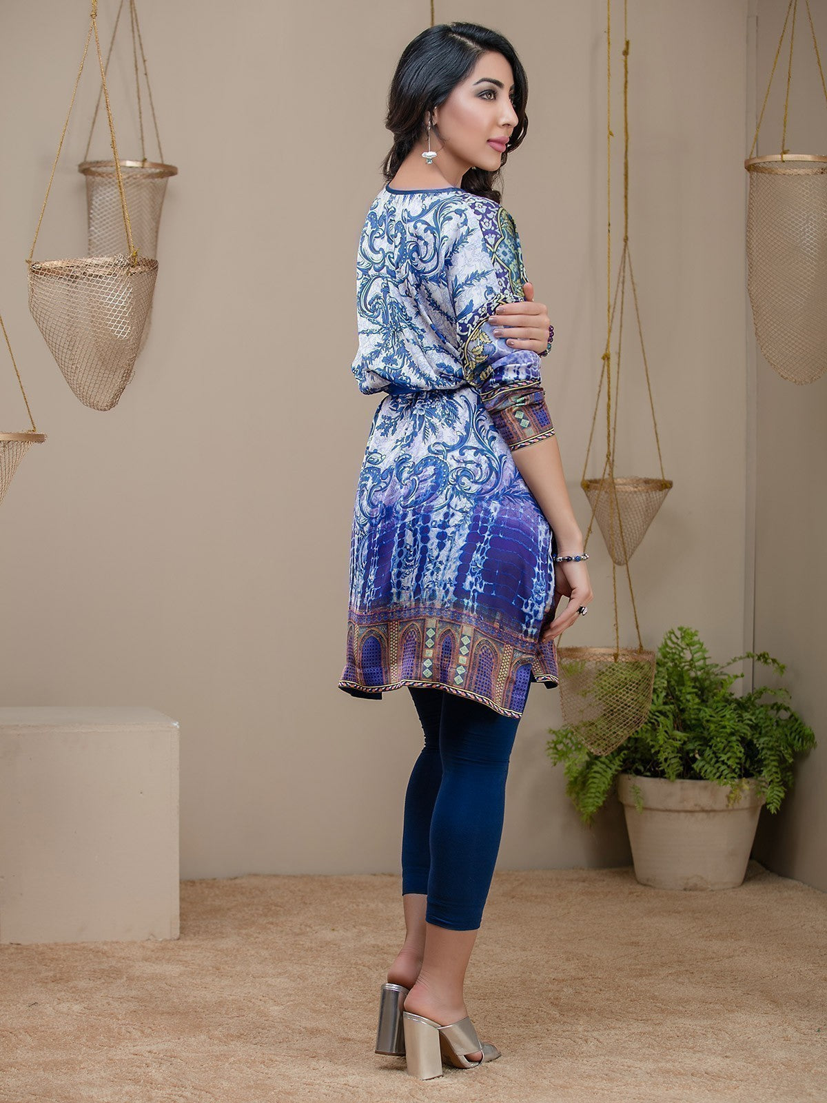 Edenrobe - Pret 1Pc Printed Blue Shirt - ELTKP17-66198