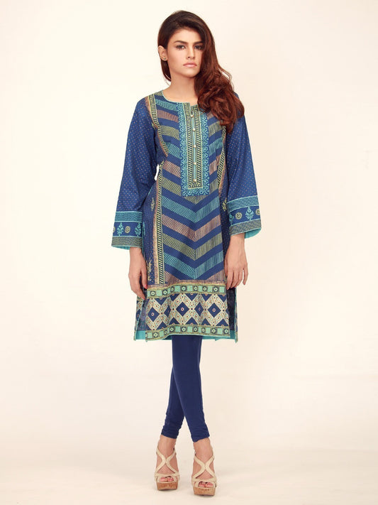 Edenrobe - Pret 1Pc Printed Blue Shirt - ELTKP17-66205