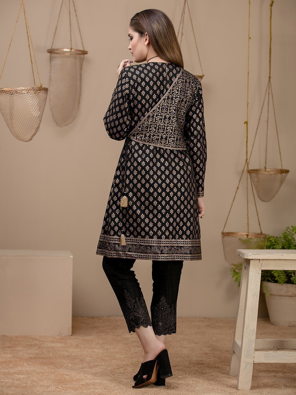 Edenrobe - Pret 1Pc Printed Black Shirt - ELTKP17-66220