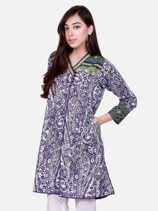 Edenrobe - Pret 1Pc Printed Purple Shirt - ELTKP17-66246