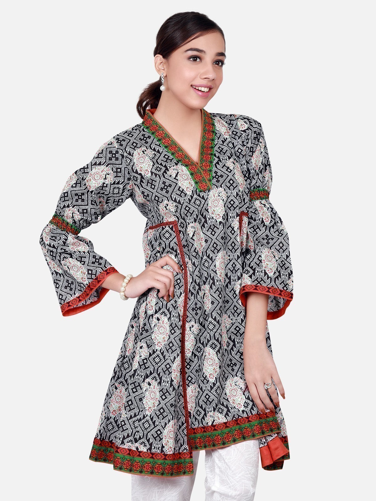 Edenrobe - Pret 1Pc Printed Black Shirt - ELTKP17-66248