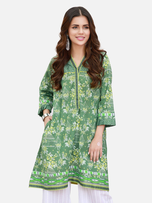Edenrobe - Pret 1Pc Printed Green Shirt - ELTKP17-66280