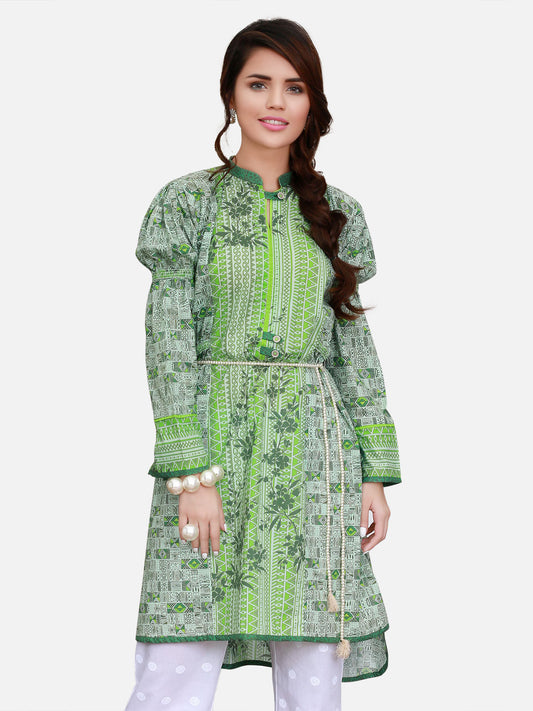 Edenrobe - Pret 1Pc Printed Green Shirt - ELTKP17-66281