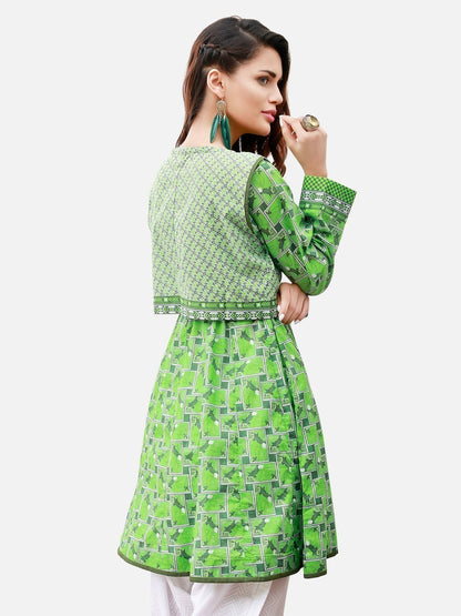 Edenrobe - Pret 1Pc Printed Green Shirt - ELTKP17-66282