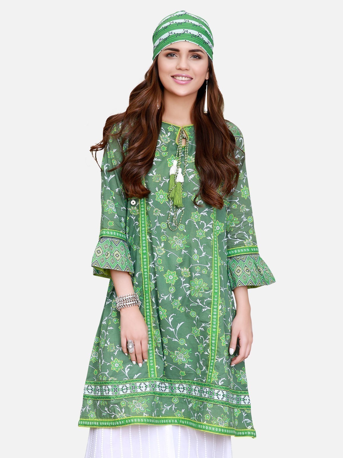 Edenrobe - Pret 1Pc Printed Green Shirt - ELTKP17-66289