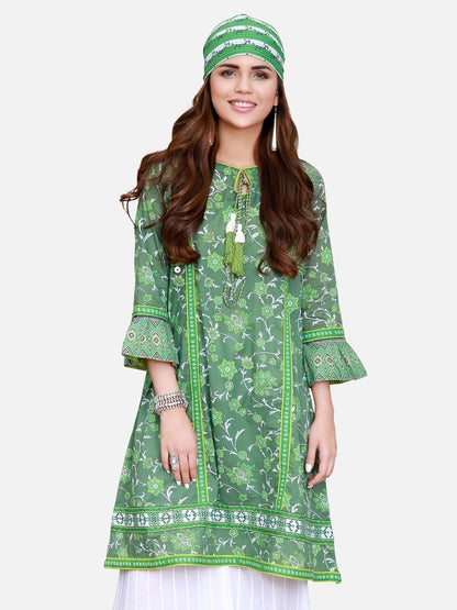 Edenrobe - Pret 1Pc Printed Green Shirt - ELTKP17-66289