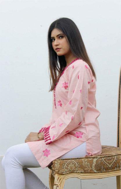 Bareeq Outfits - Embroidered Cotton Cambric Kurti