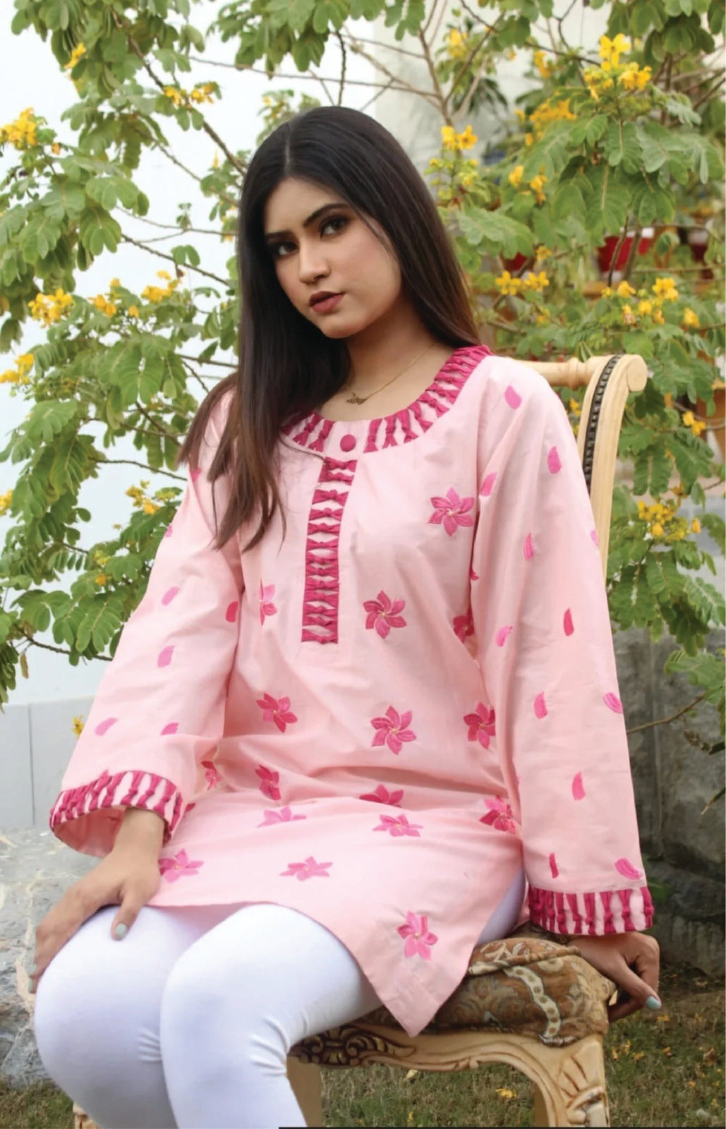 Bareeq Outfits - Embroidered Cotton Cambric Kurti