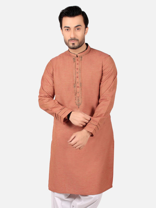 Edenrobe - Men's Rust Kurta Ceremonial - EMTKC18-019