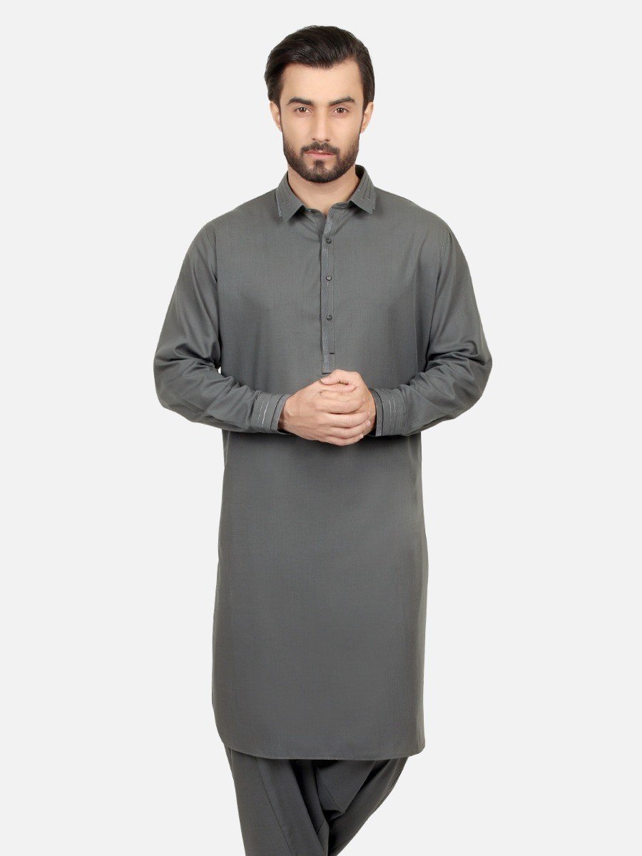Edenrobe - Men's Green Kurta Shalwar - EMTKS18S-40571