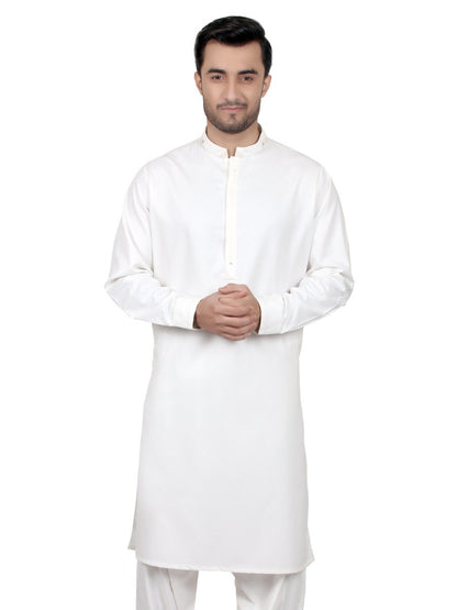 Edenrobe - Men's Cream Kurta Shalwar - EMTKS18S-40612