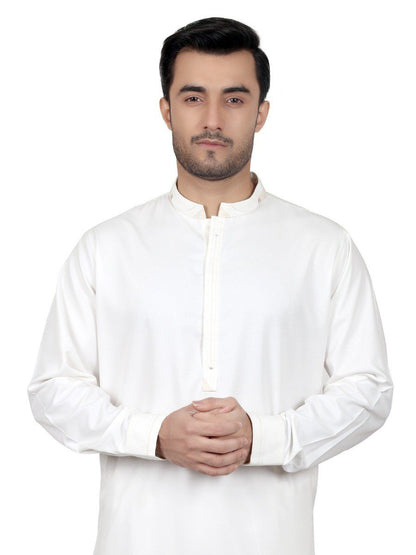 Edenrobe - Men's Cream Kurta Shalwar - EMTKS18S-40612